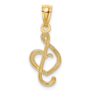14k Yellow Gold Treble Clef with Heart Pendant