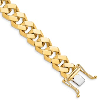 14k Yellow Gold and 14k White Gold 11.5mm Hand-polished Fancy Link Bracelet