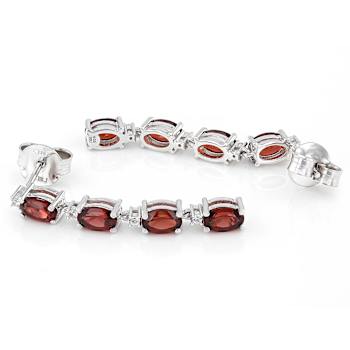 Red Garnet And White Zircon Earrings In Sterling Silver