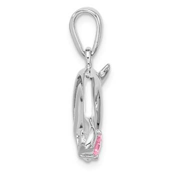 Rhodium Over Sterling Silver Polished and Antiqued Pink Cubic Zirconia
Dolphin Pendant