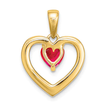 14k Yellow Gold Ruby and Diamond Heart Pendant