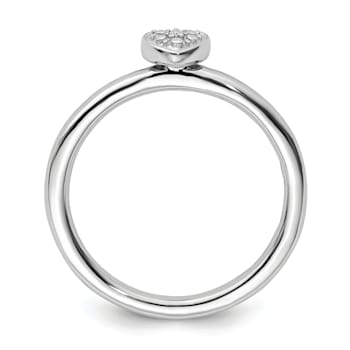 Sterling Silver Stackable Expressions Polished Diamond Heart Ring 0.005ctw