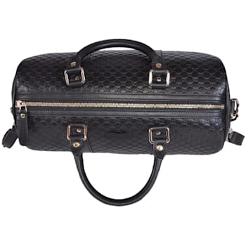 Gucci Microguccissima GG Black Leather Embossed Boston Bag