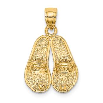 14k Yellow Gold Textured Reversible Bahamas Double Sandals Charm