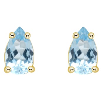 5x3mm Pear Shape Aquamarine 14k Yellow Gold Stud Earrings