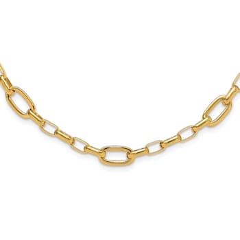 14K Yellow Gold Polished Fancy Cable Link Necklace