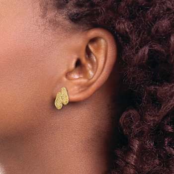 14K Yellow Gold Textured Double Flip-Flop Stud Earrings