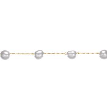 Pear Shape Freshwater Pearl Station Bracelet In 14K Gold Over Sterling Silver