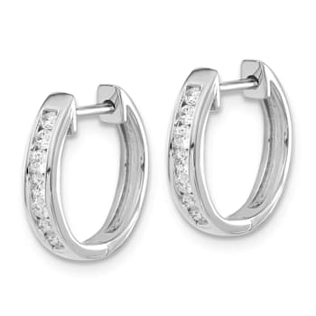 Rhodium Over 14K White Gold Lab Grown Diamond SI1/SI2, G H I, Hinged
Hoop Earrings