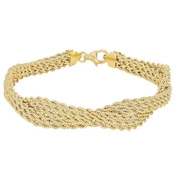 Italian Ribbon Rope Bracelet In Solid 14K Yellow Gold