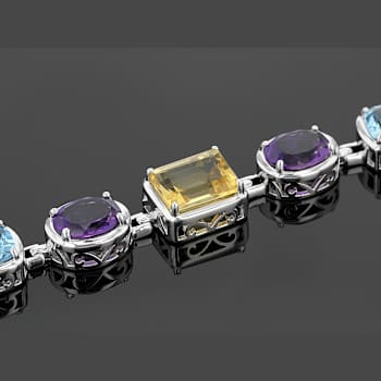 Multi-Gemstone Bracelet In Sterling Silver 20.70ctw