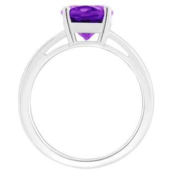 10x8mm Oval Amethyst Rhodium Over Sterling Silver Ring