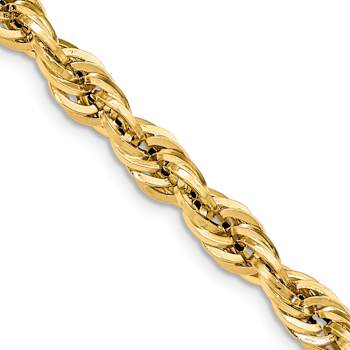 14k Yellow Gold 7mm Rope Link 22 Inch Chain