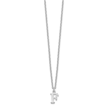 Rhodium Over Sterling Silver Cutout Letter F Initial Necklace