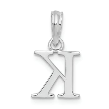 Sterling Silver Polished Block Initial -K- Pendant