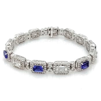 3.60 Ctw Tanzanite and 3.55 Ctw White Diamond Bracelet in 18K WG