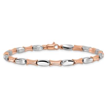 14k White Gold and 14k Rose Gold 3.4mm Polished Fancy Link Bracelet