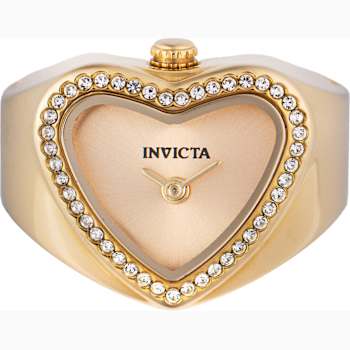 Invicta Mini 18.5mm Yellow Dial Yellow Stainless Steel Band Quartz Ring Watch