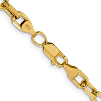 14K Yellow Gold 4.9mm Semi-solid Diamond-cut Open Link Cable Chain Necklace