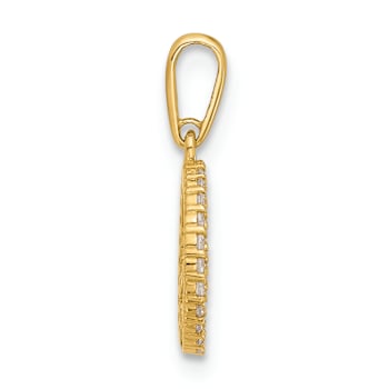 14k Yellow Gold Polished Cubic Zirconia Peace Sign Pendant