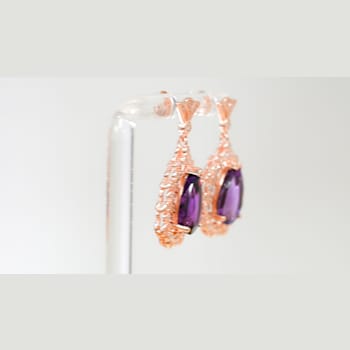 Amethyst and CZ 6.95 Ctw Pear 18K Rose Gold Over Sterling Silver Center
Design Earrings Jewelry