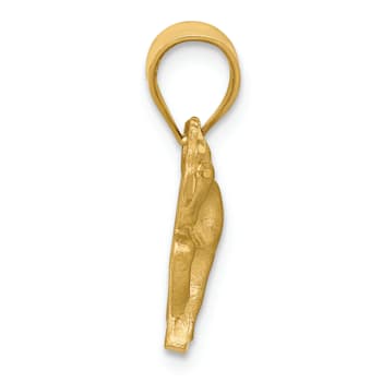 14K Yellow Gold Satin Diamond-cut Horse Pendant