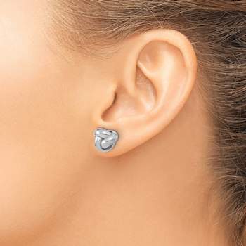 Rhodium Over 14k White Gold Polished Love Knot Stud Earrings