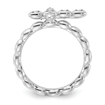 Rhodium Over Sterling Silver Stackable Expressions Cross White Topaz
Ring 0.09ctw