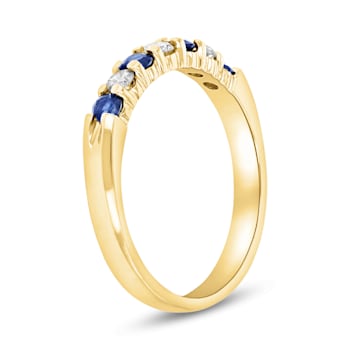 Sapphire and Diamond 14k Yellow Gold Band Ring 0.50ctw