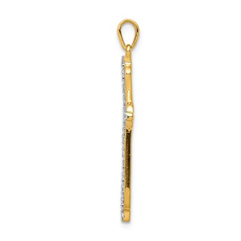 14K Two-tone Gold  Diamond Cross Pendant