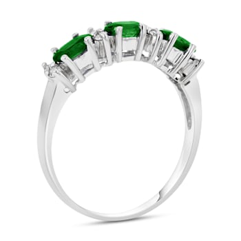 0.75ctw Emerald and Diamond Band Ring in 14k White Gold