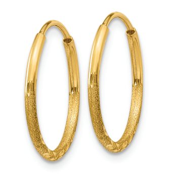14k Yellow Gold 9/16" Diamond-Cut Endless Hoop Earrings