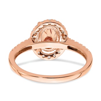 14K Rose Gold Morganite Diamond Halo Engagement Ring