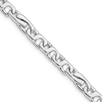 Rhodium Over 14k White Gold 5.8mm Hand Polished Fancy Link Bracelet