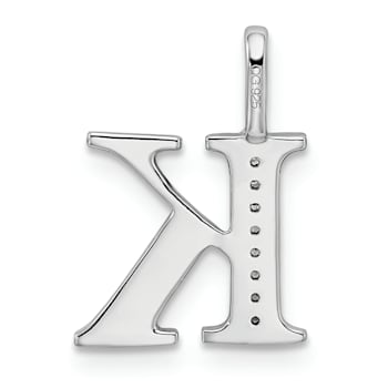 14K White Gold Diamond Letter K Initial Pendant