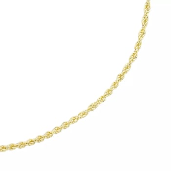 14k Gold 1.5 mm Hollow Rope Chain Necklace - 18"