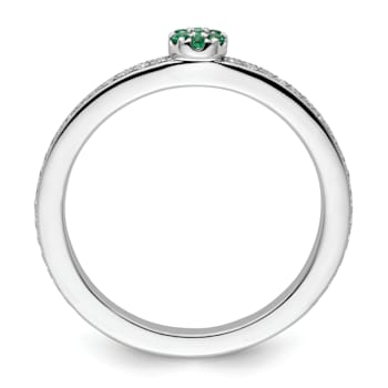 14K White Gold Stackable Expressions Lab Created Emerald and Diamond
Ring 0.075ctw
