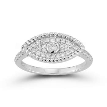 CZ Pave Evil Eye Ring In Sterling Silver