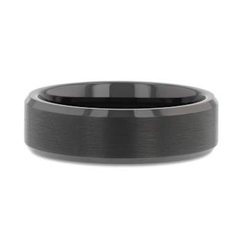 ELISE Black Tungsten Ring with Polished Beveled Edges and Brush Finished
Center 6mm
