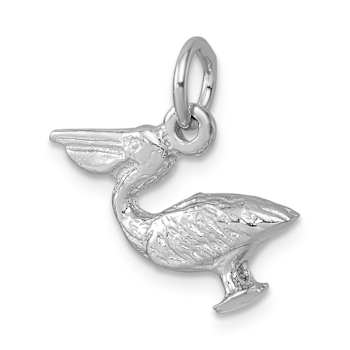 Rhodium Over Sterling Silver Pelican Pendant