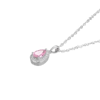 Pink and White Cubic Zirconia Platineve®  Pendant With Chain 2.41ctw