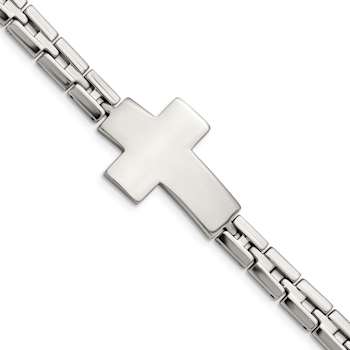 Stainless Steel Polished Cross Bracelet