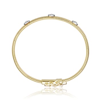 CZ Bangle Bracelet In 14K Gold Over Brass