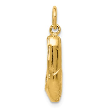 14k Yellow Gold 3D Textured Ballet Slipper Pendant