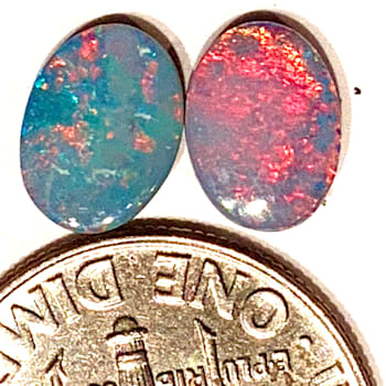Opal on Ironstone 8x6mm Oval Doublet Set of 2 1.60ctw