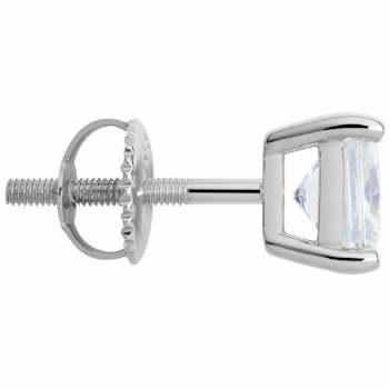 White Cubic Zirconia 14k White Gold Studs With Velvet Gift Box 1.00ctw