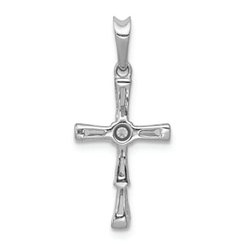 Rhodium Over 14k White Gold Diamond Cross Pendant