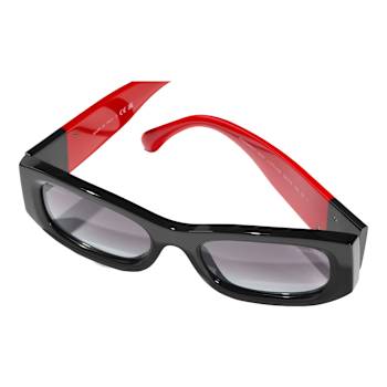 Chanel Black and Red Rectangular Frames / Gray Gradient Lenses Sunglasses