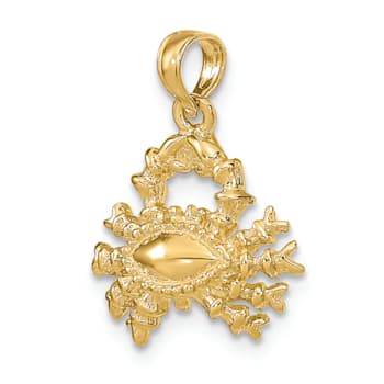 14k Yellow Gold 3D Textured Cancer Zodiac pendant