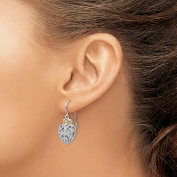 Sterling Silver Rhodium-plated with 14K Accent Diamond Vintage Earrings